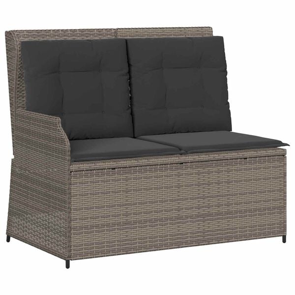 vidaXL Garden Bench Grey Poly Rattan