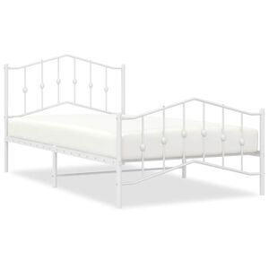 vidaXL Metal Bed Frame without Mattress with Footboard&nbsp;White 100x200cm