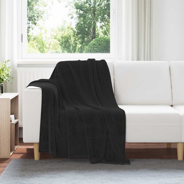 vidaXL Throw Blanket Black 130 x 150 cm Fleece