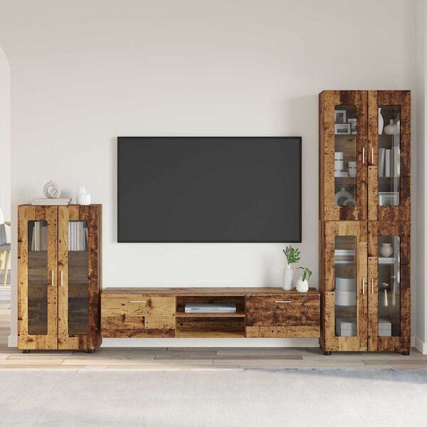 vidaXL TV Cabinet Set with Drawer FLORIN Old Wood Engineered Wood