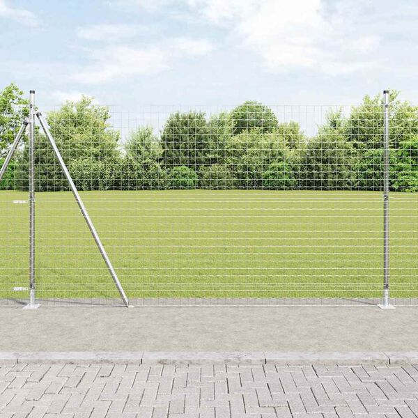 vidaXL Fence with Post Silver 1.6 x 10 m Steel