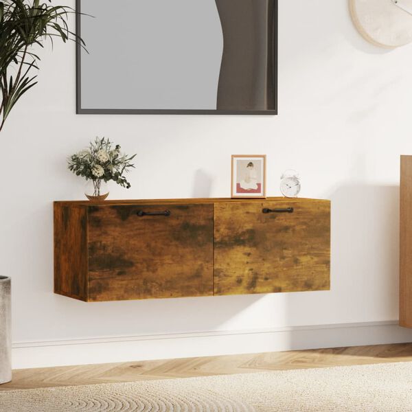vidaXL Wall Cabinet Smoked Oak 100x36.5x35 cm Engineered Wood