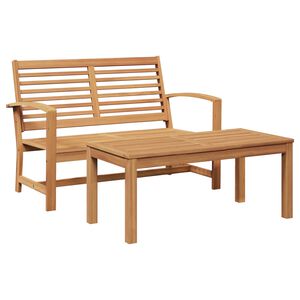 vidaXL Garden Bench and Table Set 2 Piece Brown Solid Teak Wood