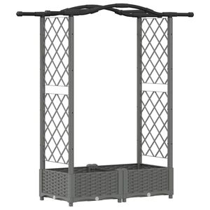 vidaXL Raised Bed with Trellis and Roof Light Grey 124 x 40 x 125 cm