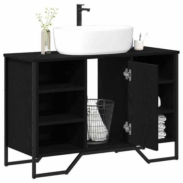 vidaXL Bathroom Sink Cabinet Black Oak 91 x 35 x 60 cm Engineered wood
