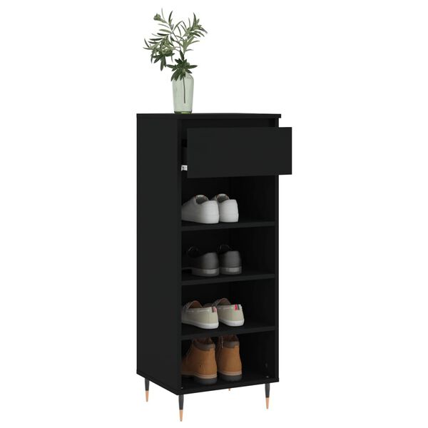 vidaXL Shoe Cabinet Black 40x36x105 cm Engineered Wood
