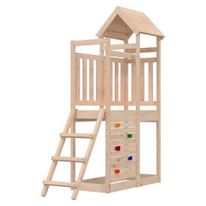 vidaXL Play Tower Brown 110.5 x 52.5 x 214 cm Solid Pine Wood