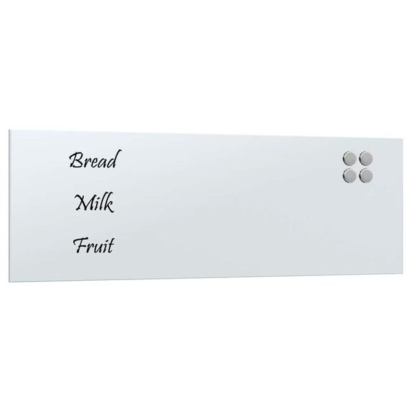vidaXL Wall-mounted Magnetic Board White 80x30 cm Tempered Glass