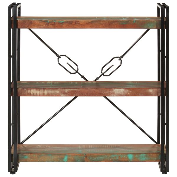 vidaXL 3-Tier Bookcase 77x30x80 cm Solid Wood Reclaimed and Iron