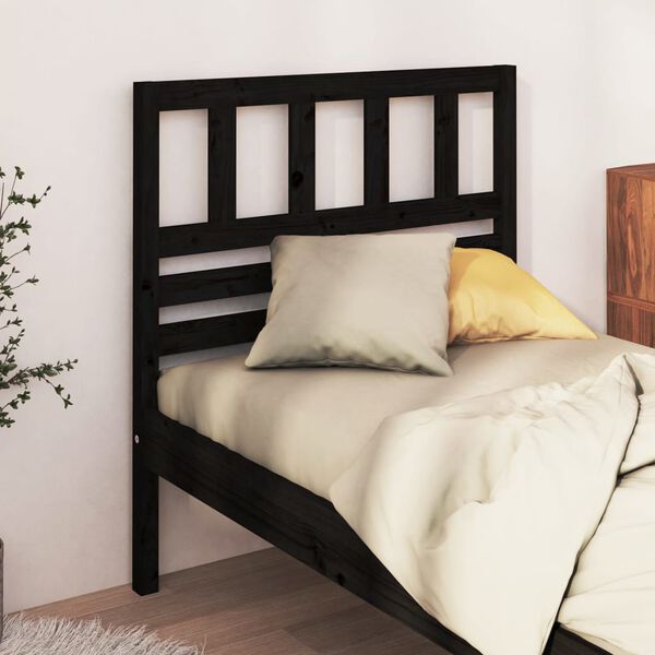 vidaXL Bed Headboard Black 81x4x100 cm Solid Wood Pine