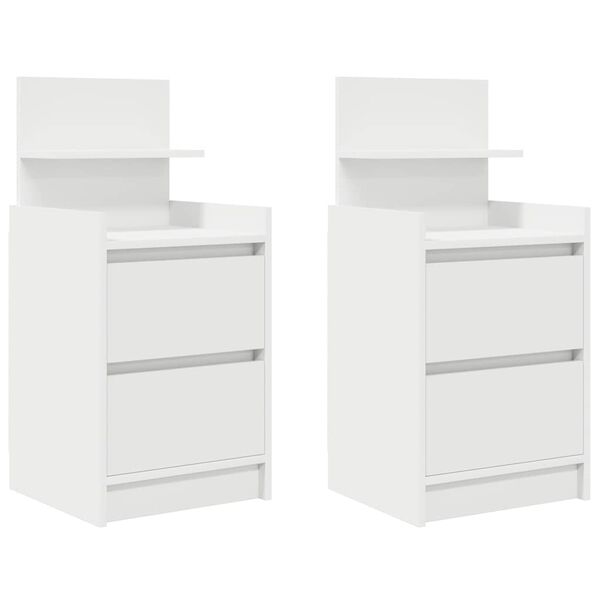 vidaXL Bedside Cabinets with 2 Drawers 2 pcs White 38x34x80 cm