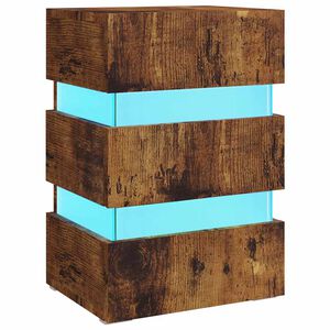 vidaXL LED Bedside Cabinet Smoked Oak 45x35x67 cm Engineered Wood