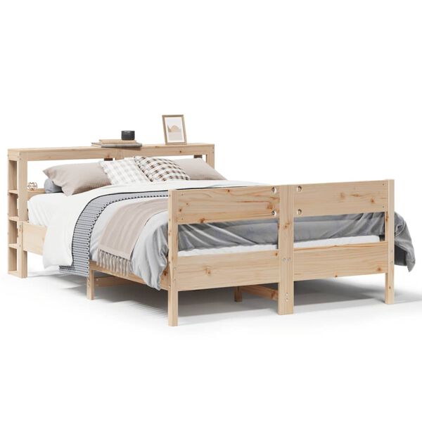 vidaXL Bed Frame without Mattress 135x190 cm Double Solid Wood Pine