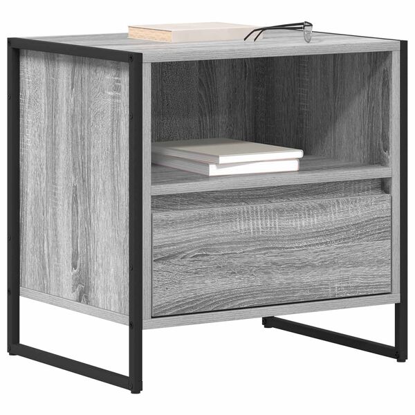 vidaXL Bedside Table Grey Sonoma 50 x 39.5 x 50 cm Engineered Wood