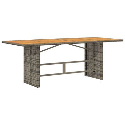 vidaXL Garden Table with Acacia Wood Top Grey 190x80x74 cm Poly Rattan