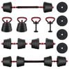 vidaXL 4-in-1 Dumbbell Set 40kg Black and Red Cement and Iron Sand