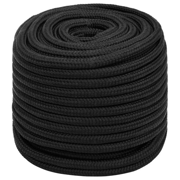 vidaXL Boat Rope Full Black 16 mm 50 m Polypropylene
