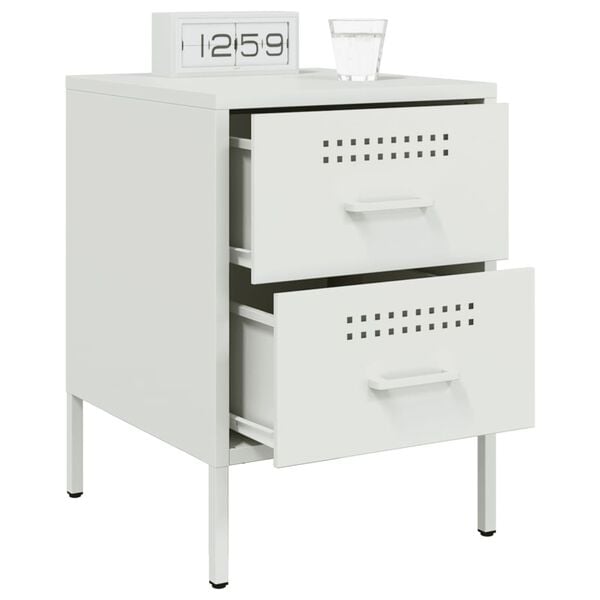vidaXL Bedside Cabinets 2 pcs White 36x39x50.5 cm Steel