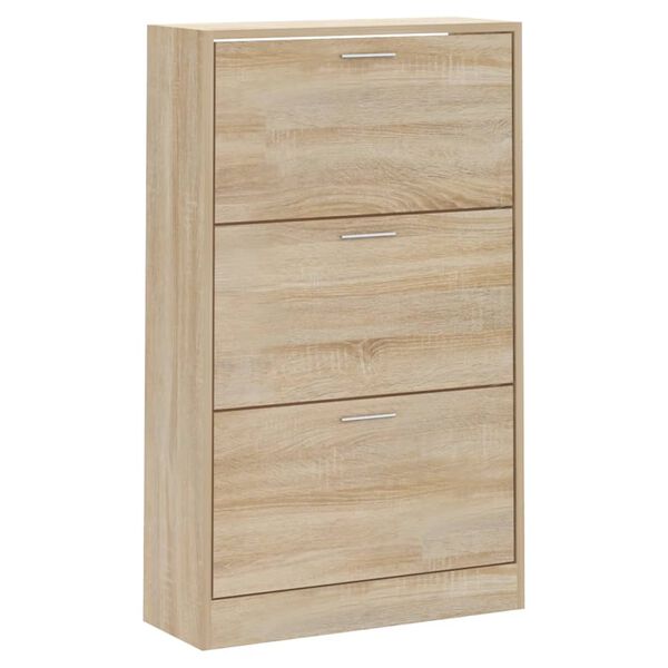 vidaXL Shoe Cabinet Sonoma Oak 63x24x103 cm Engineered Wood