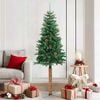 vidaXL Slim Christmas Tree with Real Wood and Cones Green 180 cm PVC