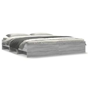 vidaXL Bed Frame without Mattress Grey Sonoma 200x200 cm Engineered Wood