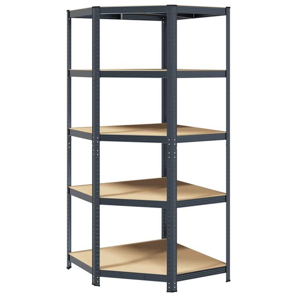 vidaXL 5-Layer Corner Shelf Anthracite Steel&Engineered Wood