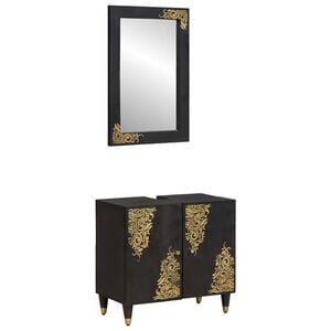 vidaXL Bathroom Cabinet Set Wall-mounted 2 pcs Black Solid Mango Wood