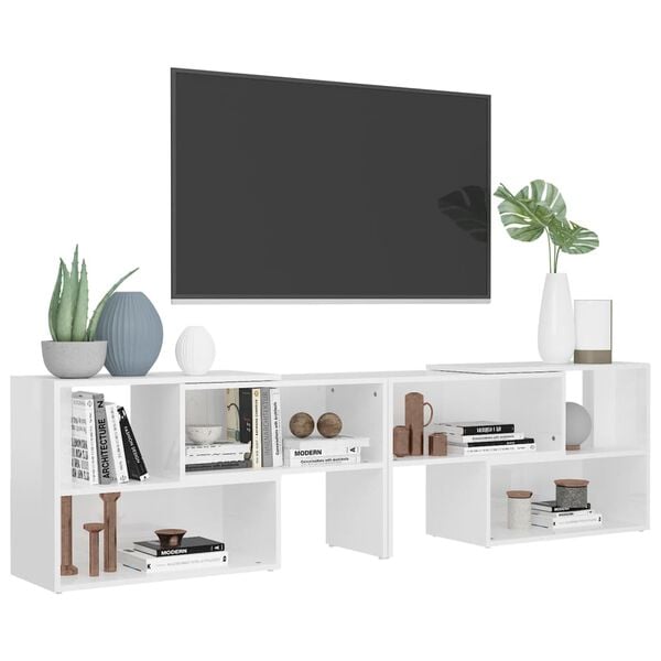 vidaXL TV Cabinet High Gloss White 149x30x52 cm Engineered Wood
