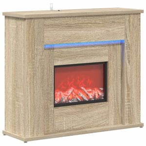 vidaXL Fireplace with LED Strip Sonoma 63 x 20 x 54.5 cm