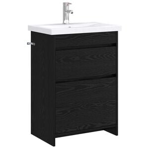 vidaXL Bathroom Furniture Set Black Oak 61 x 40 x 84.5 cm
