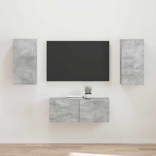 vidaXL TV Cabinet Set Wall-mounted 2 pcs Concrete Grey Engineered Wood