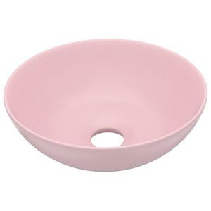 vidaXL Bathroom Sink Ceramic Matt Pink Round
