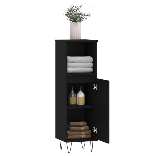vidaXL Bathroom Cabinet Black 30x30x100 cm Engineered Wood
