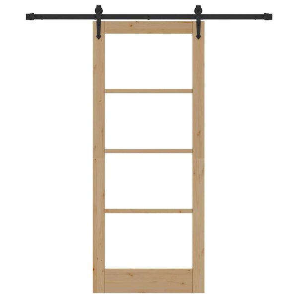 vidaXL Sliding Door Natural 83 x 202 cm Solid Pine Wood and Glass