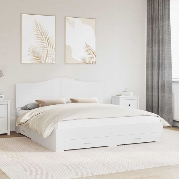 vidaXL Bed Frame with Headboard White 180 x 200 cm Engineered Wood