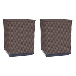 vidaXL Planters 2 pcs Brown 30x30x37 cm Polypropylene
