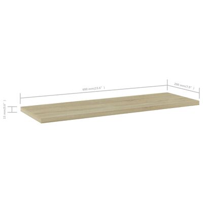 vidaXL Bookshelf Boards 4 pcs Sonoma Oak 60x20x1.5 cm Engineered Wood