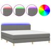 vidaXL Box Spring Bed with Mattress&LED Dark Grey 180x200cm Fabric