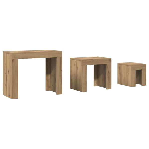 vidaXL Nesting Coffee Tables 3 pcs Artisian Oak Engineered Wood