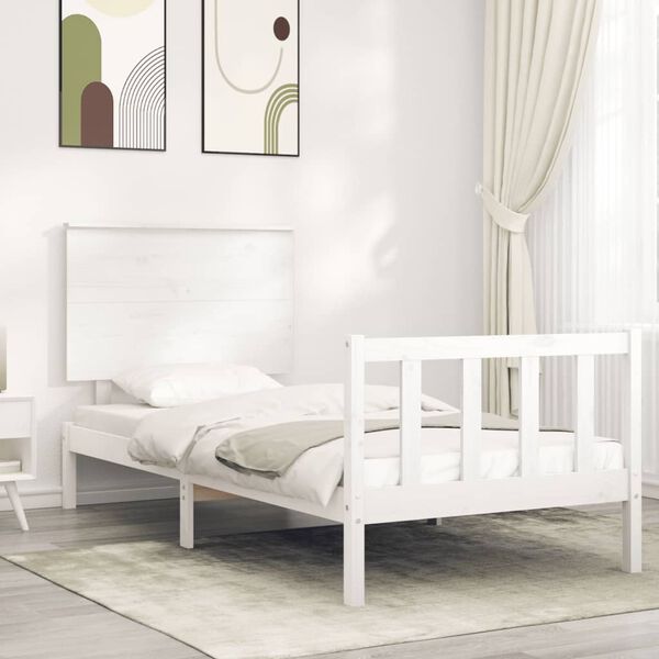vidaXL Bed Frame without Mattress White 100x200 cm Solid Wood Pine