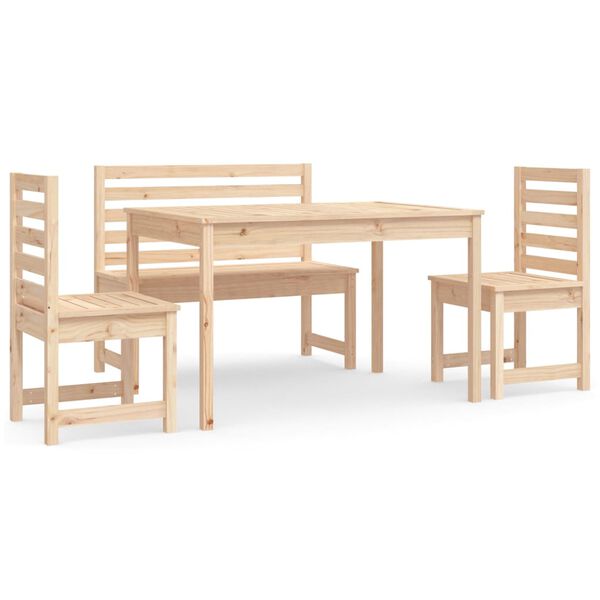vidaXL 4 Piece Garden Dining Set Solid Wood Pine