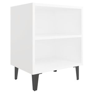 vidaXL Bed Cabinet with Metal Legs White 40x30x50 cm