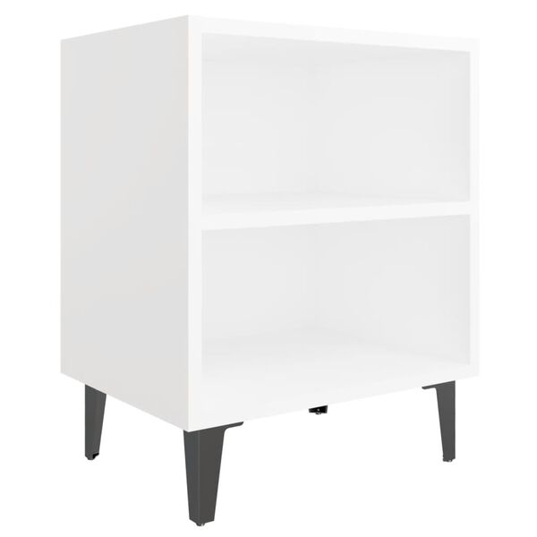 vidaXL Bed Cabinet with Metal Legs White 40x30x50 cm