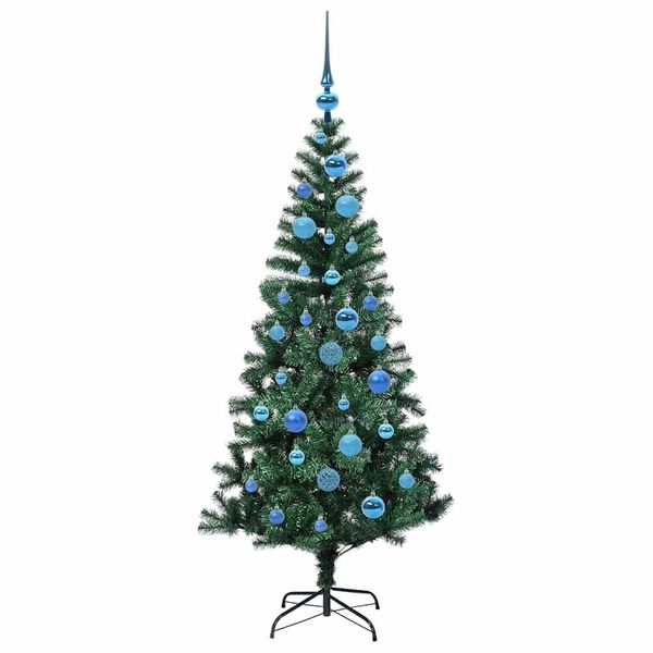vidaXL Artificial Pre-lit Christmas Tree Green 150 cm PVC and Metal