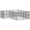 vidaXL Dog Playpen 12 Panels Black Galvanised Steel