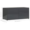 vidaXL TV Cabinet High Gloss Grey 80x34x36 cm Engineered Wood