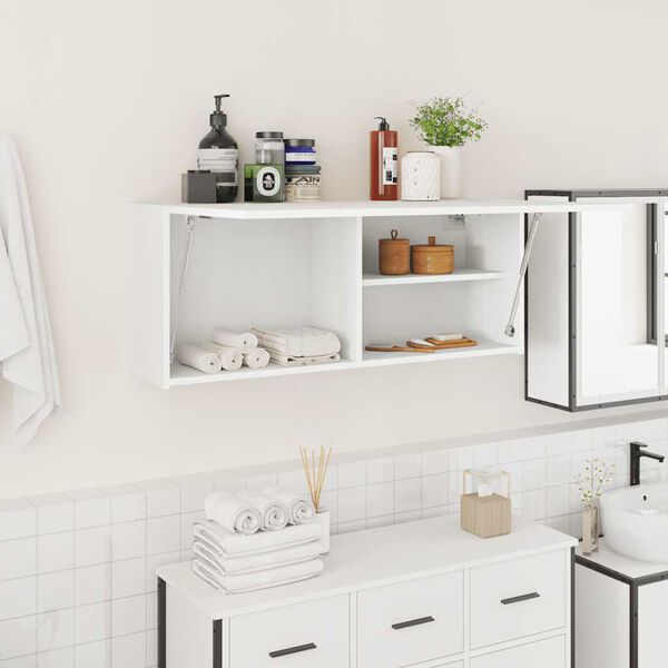 vidaXL Bathroom Wall Cabinet White 100x25x40 cm Engineered Wood