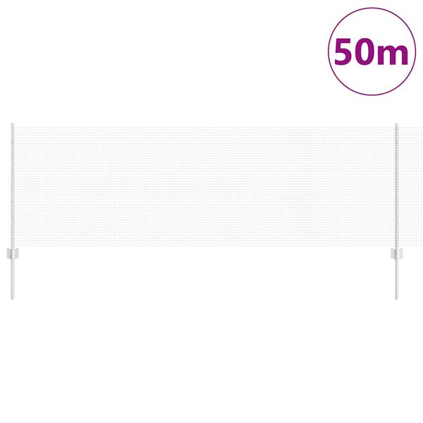 vidaXL Fence with Post Silver 0.8 x 50 m Steel