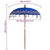 vidaXL Balinese Parasol Blue (180-190) x 260 cm Cotton and Wood