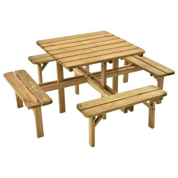 vidaXL 4-Side Picnic Table 172x172x73 cm Impregnated Pinewood
